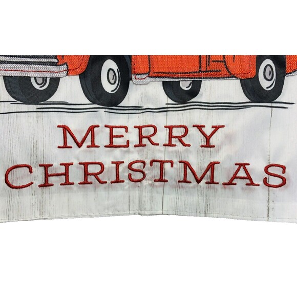 Red Truck Christmas Fresh Cut Trees Applique Embroidered Garden Flag 11.5"X18" - Picture 6 of 10
